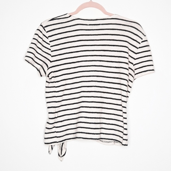 Madewell Texture & Thread Stripe Short-Sleeve Wrap Top S - Picture 4 of 5